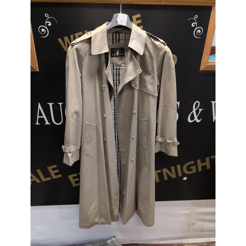 119 - AKYLON Beige Gabardine-Style Double-Breasted Trench Coat