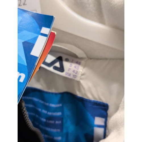 122 - FILA Ski Team Black One-Piece Ski Suit, new with tags Size USA 10