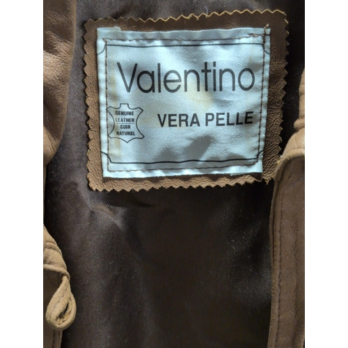 129 - Valentino Brown Vera Pelle Genuine Leather Coat