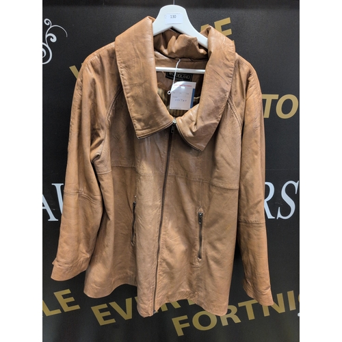 130 - A Woodland Leather Contemporary Style Camel Brown Leather Jacket