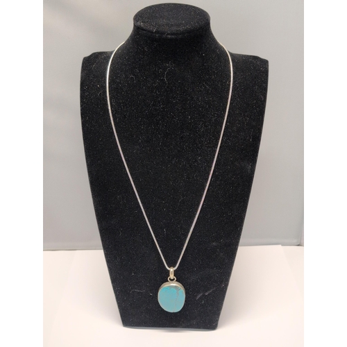 146 - Sterling Silver and Natural Turquoise Pendant Necklace