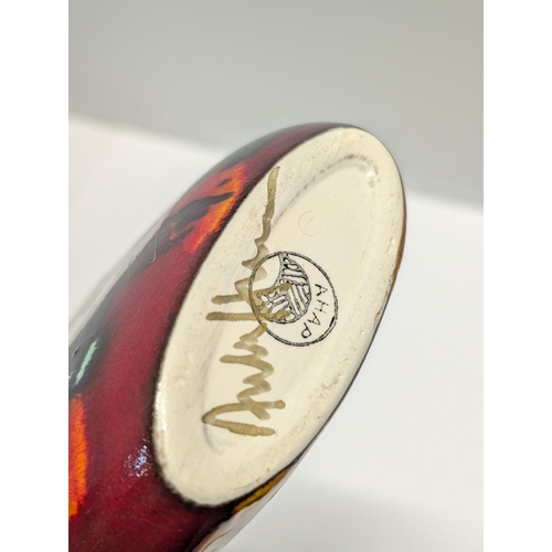 151 - Anita Harris Pottery Glazed Ceramic Purse Vase with Floral Design 13cm