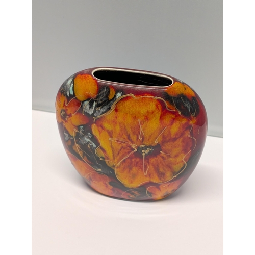 151 - Anita Harris Pottery Glazed Ceramic Purse Vase with Floral Design 13cm