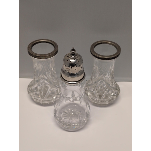 157 - Three Antique Cut-Glass Condiment Vessels, Two WMF Electroplated Nickel Silver and One Sifter With S... 