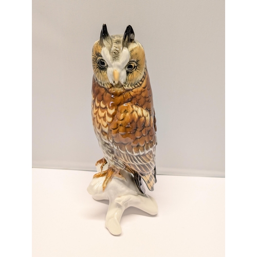 158 - Karl Ens German Porcelain Long-Eared Owl Figurine (Slight Damage to Base as Pictured) 27cm