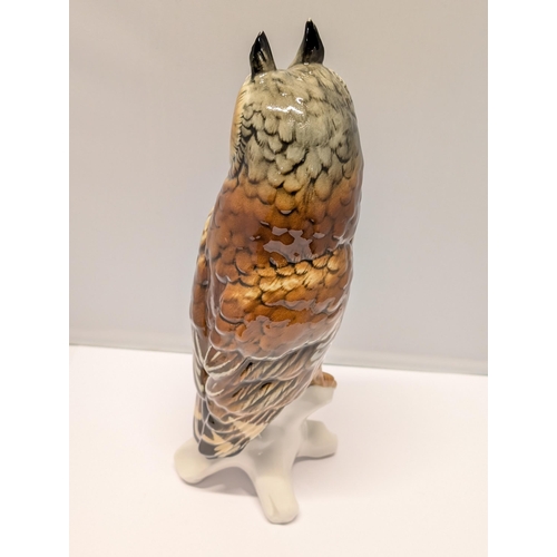 158 - Karl Ens German Porcelain Long-Eared Owl Figurine (Slight Damage to Base as Pictured) 27cm