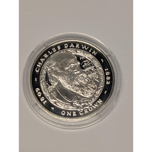159 - 2007 Falkland Islands Silver Proof 1 Crown, Charles Darwin