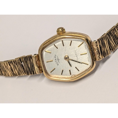 161 - A Rotary Quartz 9ct Gold Ladies Wristwatch with Integrated 9ct Bracelet Gross Weight 17.34g