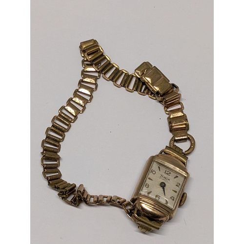 162 - Vintage 9ct Cased Ladies Watch with Gold Plate Bracelet