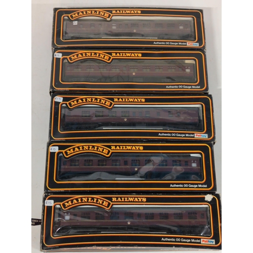 60 - A Set of Five boxed Mainline Railways LMS Crimson Passenger Coaches