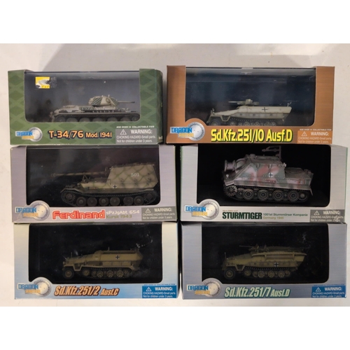 66 - A Group of Six Dragon Armor 1/72nd Scale Die-Cast World War II Military Vehicle Models