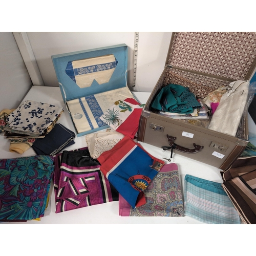 97 - A Collection of Vintage Textiles, Scarves, and Handkerchiefs, Mid-to-Late 20th Century