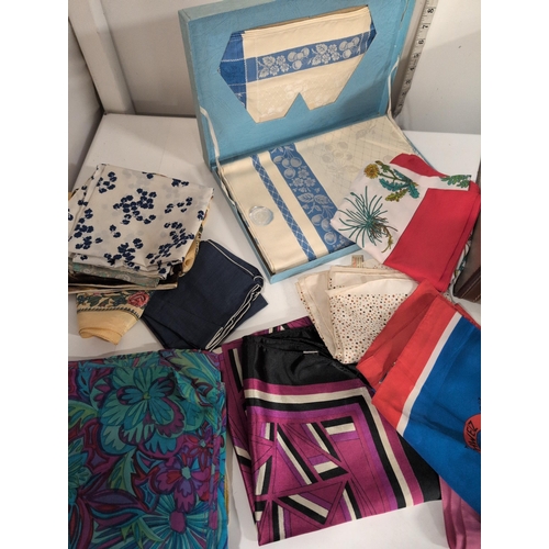97 - A Collection of Vintage Textiles, Scarves, and Handkerchiefs, Mid-to-Late 20th Century