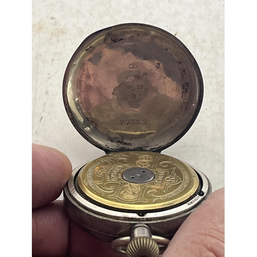 99 - Hebdomas 8 Day Visible Escapement .800 Silver Pocket Watch (ticking at time of cataloguing)