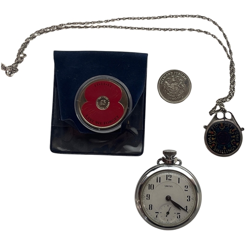 102 - A Collection of British Commemorative Coins and a Smiths Pocket Watch