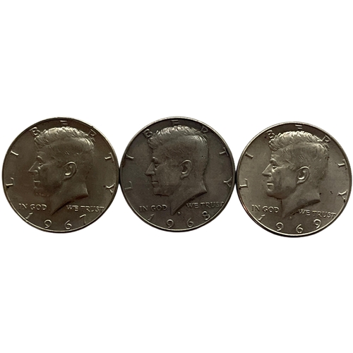 105 - Three US Silver Kennedy Half Dollars 1967-1969