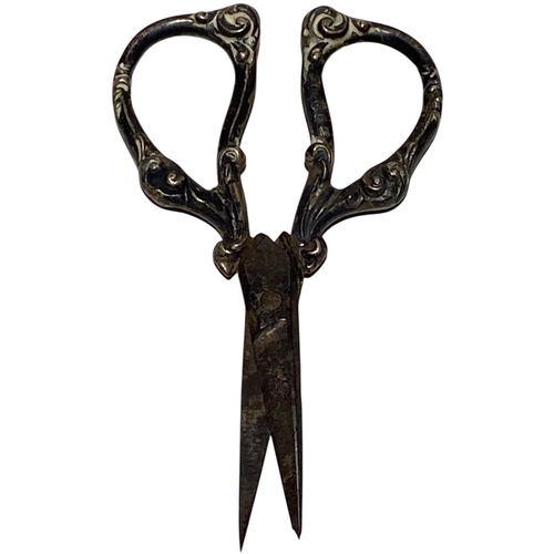 97 - A Pair of Victorian Silver-Handled Embroidery Scissors by Henry Matthews, Birmingham 1889