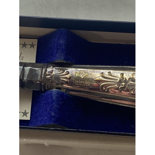 111 - Two Boxed  Sterling Silver Handled Serving Items one by Carr's of Sheffield