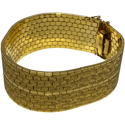 112 - Italian 18ct Rolled Gold Wide Honeycomb Mesh Bracelet