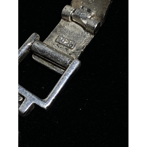 115 - Mid-20th Century Baltic Amber and Sterling Silver Link Bracelet