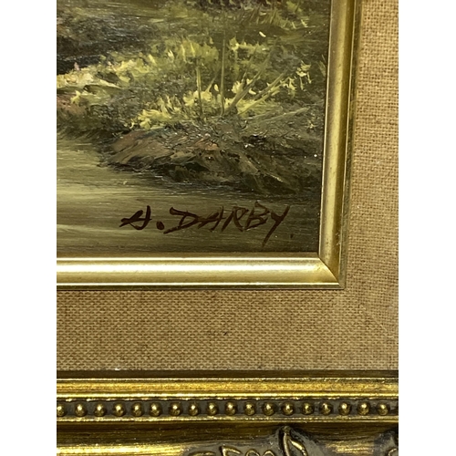 32 - A. Darby, Wooded Landscape, Oil on Canvas. 37cm x 31.5cm. No shipping.