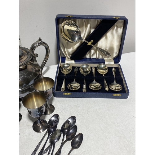 36 - An Assortment of Silver-plated and Stainless Steel Tableware including Thai Bronze Goblets and Cased... 