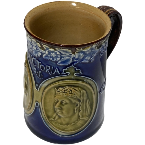110 - A Doulton Lambeth Queen Victoria Diamond Jubilee Commemorative Stoneware Mug