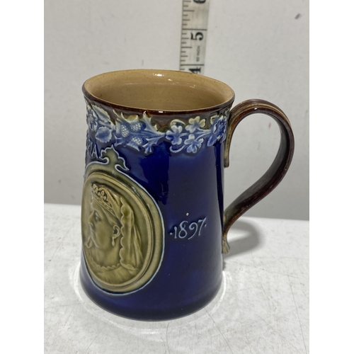 110 - A Doulton Lambeth Queen Victoria Diamond Jubilee Commemorative Stoneware Mug