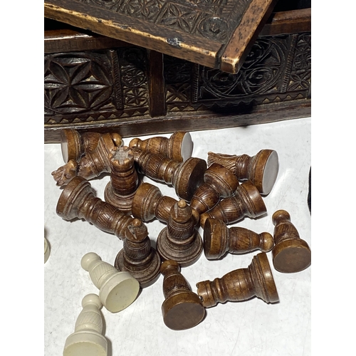 34 - A Collection of Mexican Aztec Style Chess Items and Storage Boxes, no shipping