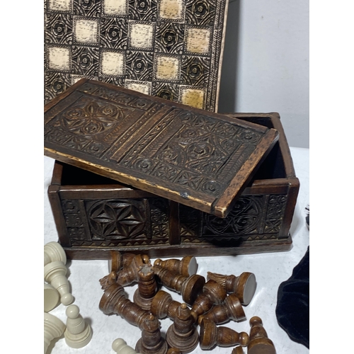34 - A Collection of Mexican Aztec Style Chess Items and Storage Boxes, no shipping