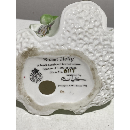 41 - A Pair of Royal Worcester Limited Edition Porcelain Figurines Sweet Rose and Sweet Holly Sculpted by... 