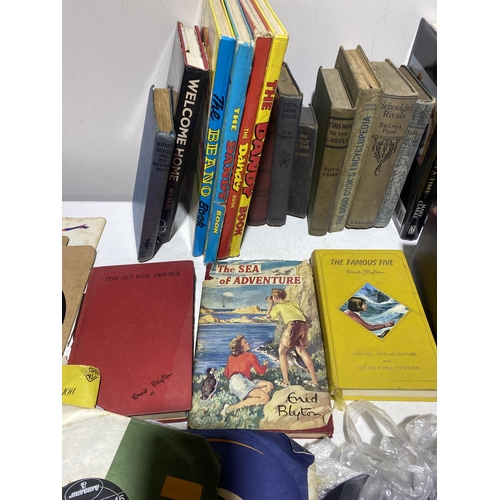 52 - A Collection of Vintage Children's Books, Annuals, Royal Biographies, and 7 Inch Vinyl Singles. No s... 