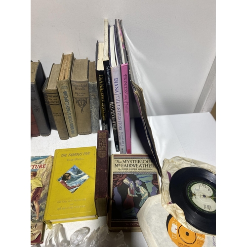 52 - A Collection of Vintage Children's Books, Annuals, Royal Biographies, and 7 Inch Vinyl Singles. No s... 