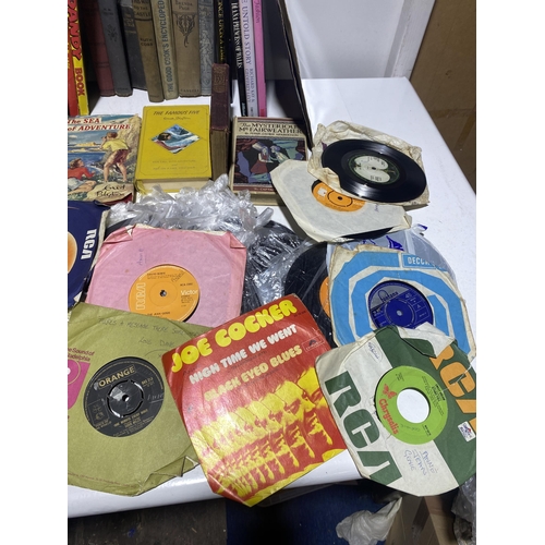 52 - A Collection of Vintage Children's Books, Annuals, Royal Biographies, and 7 Inch Vinyl Singles. No s... 
