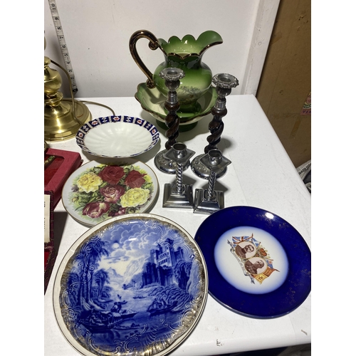 54 - An Assortment of Decorative Arts, Collectibles, and a Brass Table Lamp Base. No shipping.