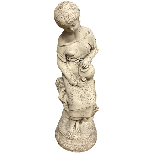 63 - A Vintage Reconstituted Stone Garden Statue Depicting an Allegorical Figure of Spring. 67cm tall. No... 