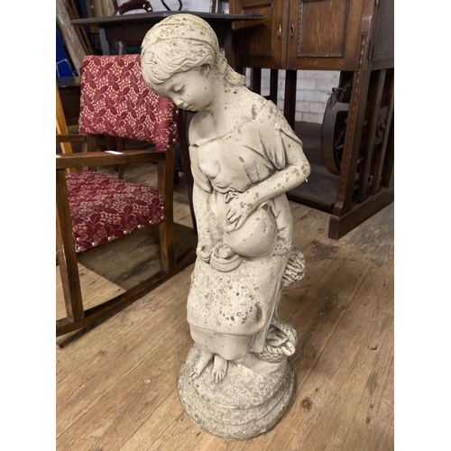 63 - A Vintage Reconstituted Stone Garden Statue Depicting an Allegorical Figure of Spring. 67cm tall. No... 