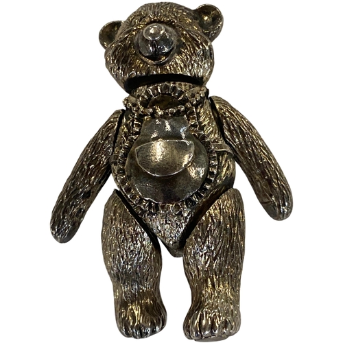 88 - A Kitney & Co Silver-Plated Articulated Miniature Teddy Bear