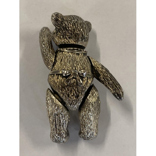 88 - A Kitney & Co Silver-Plated Articulated Miniature Teddy Bear