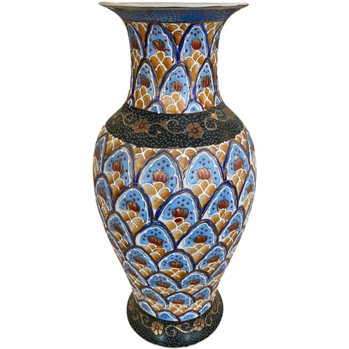 69 - A Chinese Export Porcelain Baluster Vase with Quilted Pattern Decoration, 20th Century. 47cm tall. N... 