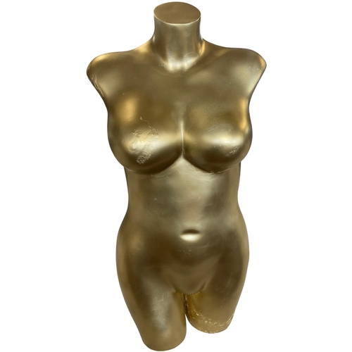 73 - A Contemporary Decorative Female Torso Mannequin in Gold-Toned Finish a/f. 88cm tall. No shipping.