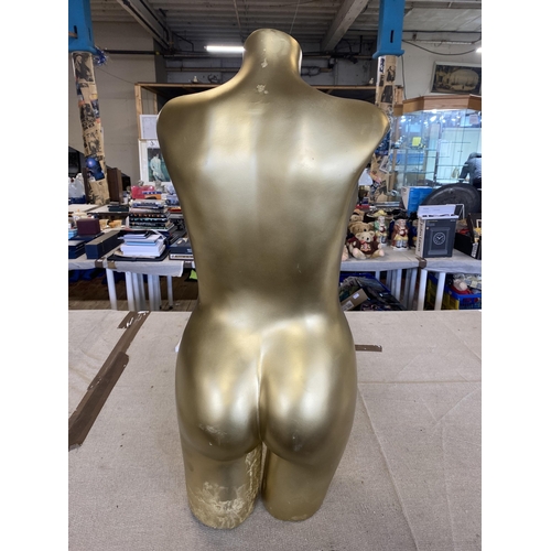 73 - A Contemporary Decorative Female Torso Mannequin in Gold-Toned Finish a/f. 88cm tall. No shipping.