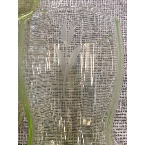 72 - A Set of Four Uranium Glass Tumblers with Etched Foliate Motif