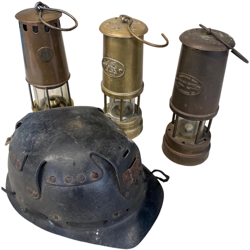 187 - A Collection of British Coal Mining Safety Lamps and a Huwood Safe-Hat