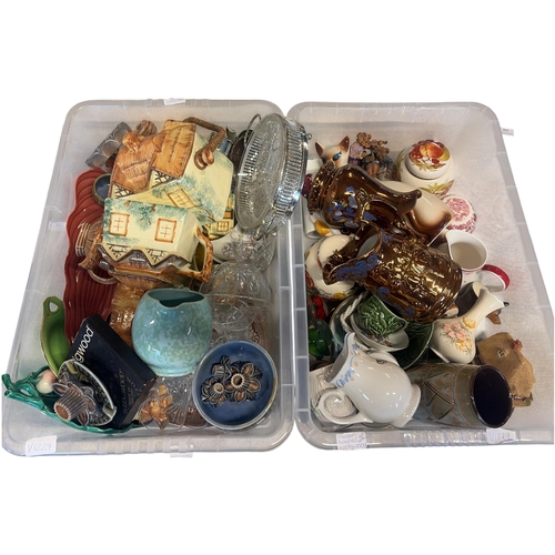 281 - A Collection of Decorative Ceramic and Glassware Items including Wedgwood, Sadler, and Mason's. No s... 