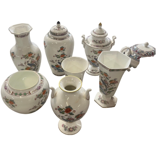 354 - A Collection of Wedgwood Kutani Crane Pattern Bone China Decorative Wares. 7 pieces.  No shipping.