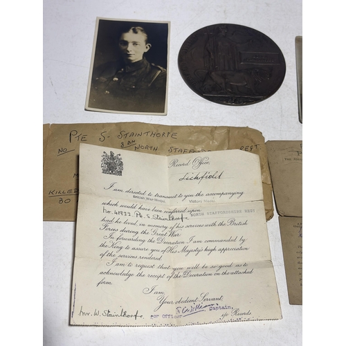 148 - A Collection of First World War Medals and Ephemera Relating to Private Sidney Stainthorpe inc Medal... 