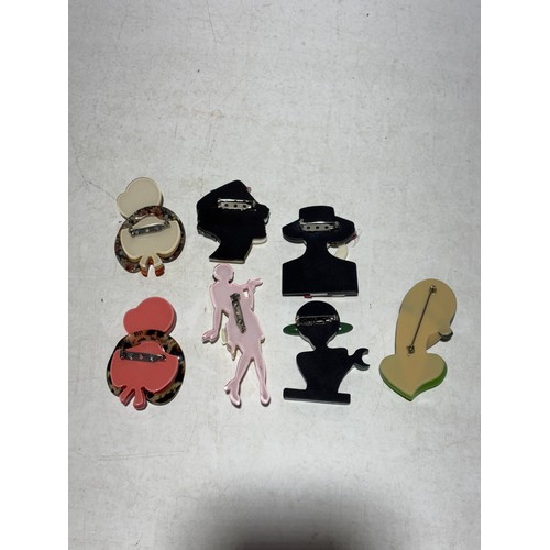 127 - A Collection of Laminated Art Deco style Brooches in Lucite Style