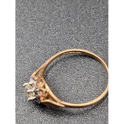 7 - 9ct Gold Large Cubic Zirconia & Small Diamond Ring Fully Hallmarked Size N (Weight 1.5g)