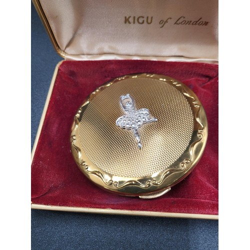 14 - Vintage Kigu of London Compact Depicting Ballet Dancer on Front in Original Box